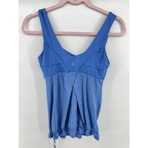 Lululemon 6 Blue Drawstring Hem Pleat Yoga Running Tank Top